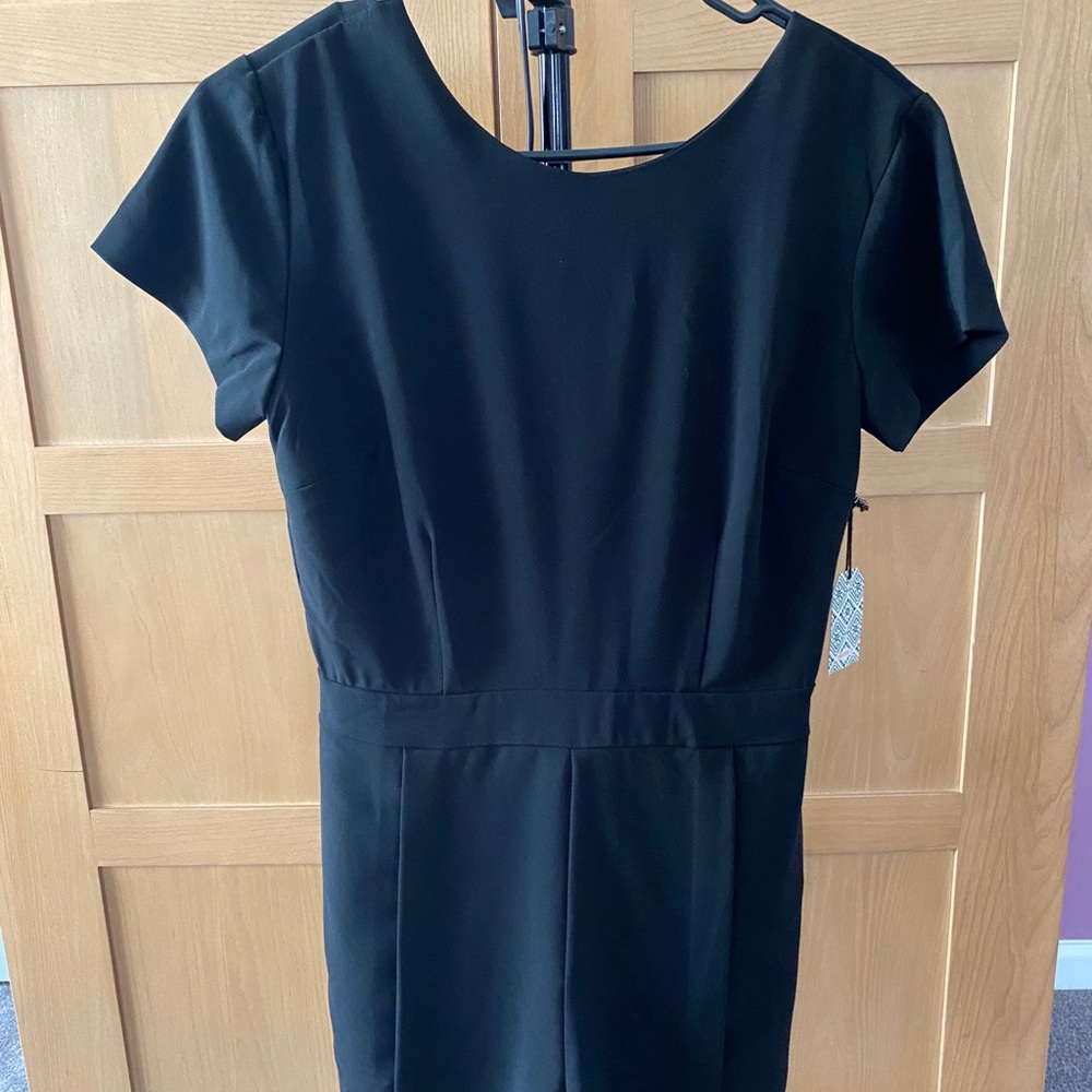 Black open back romper